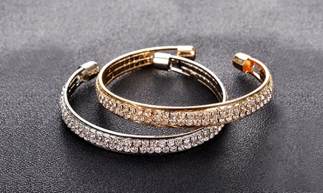 1 o 2 bracciali con cristalli di zirconia cubica, disponibili in 2 colori