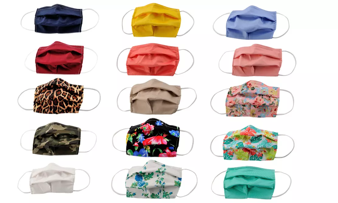 5-Pack Pleated Reusable Cotton Non-Medical Masks with Adjustable Nose Bridge - Primary Image