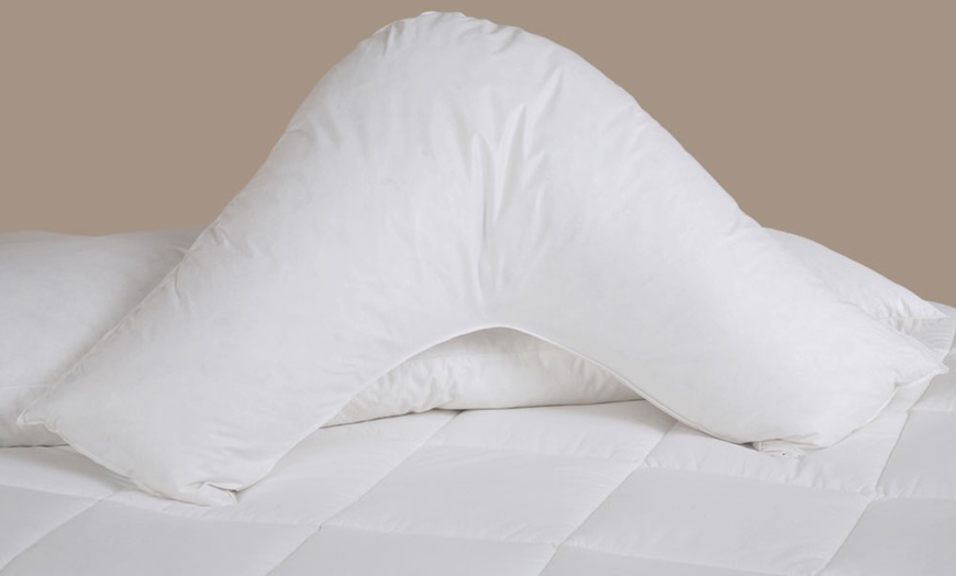 Image 1: Duck Feather V-Shaped Pillow