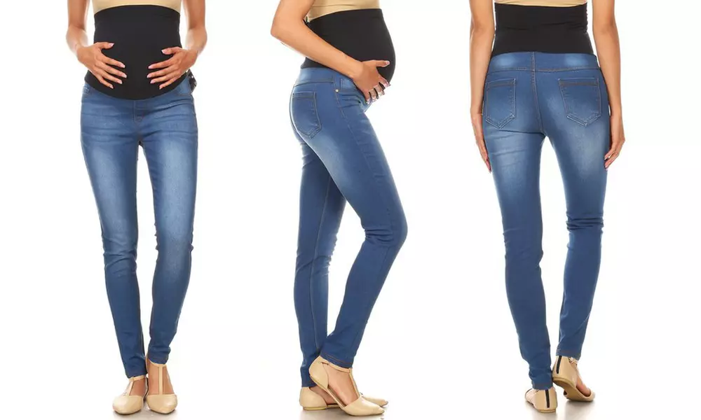 Jvini Women's Maternity Over-Belly Pull-On Denim Jeggings - Primary Image