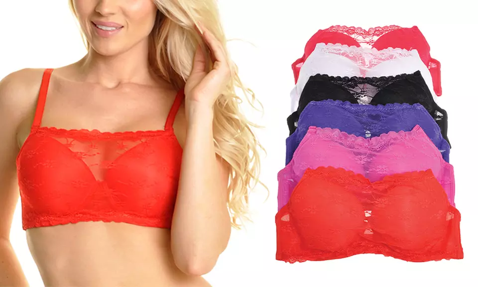 Angelina Floral Lace-Paneled Modesty Bras (6-Pack) - Second Medium