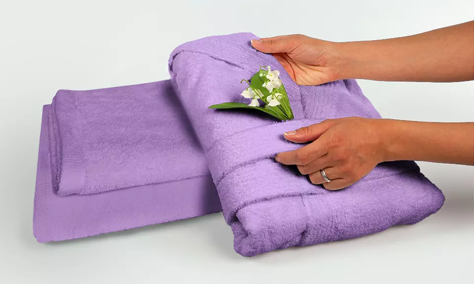 Set con accappatoio, asciugamano e salvietta ospite, 100% cotone