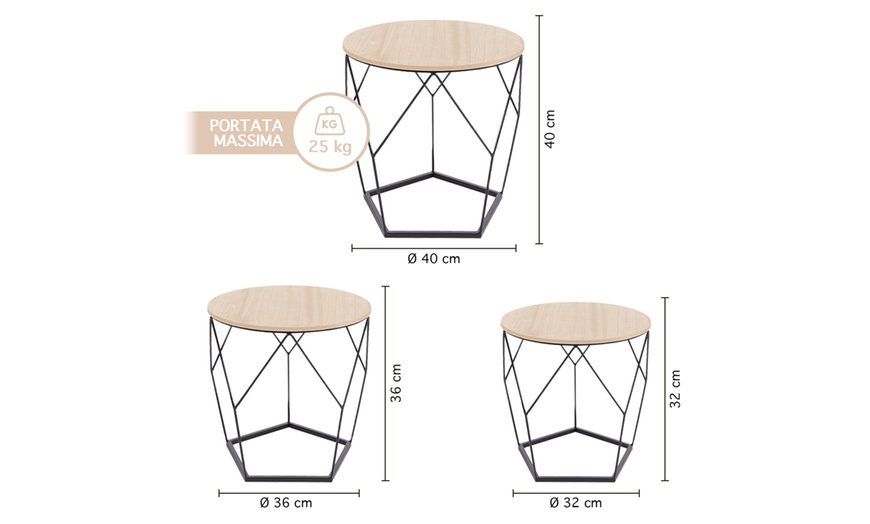 Image 24: Set di 3 tavolini da soggiorno