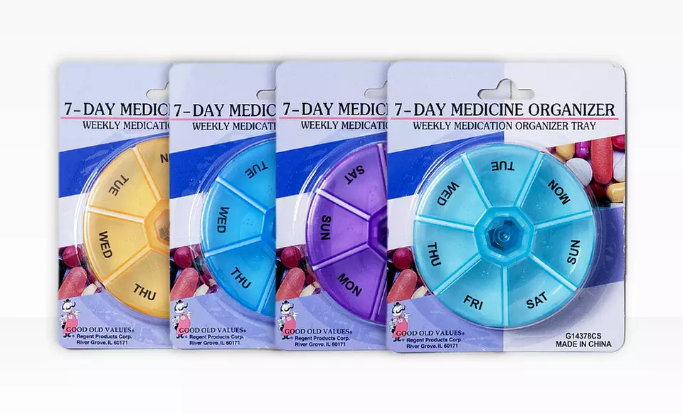 7-Day Round Pill Organizer. Free Returns. - Primary Image