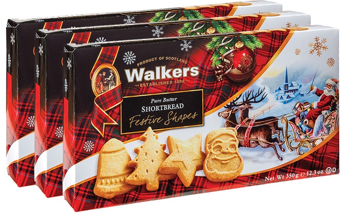 3 Pack Of Walkers Pure Butter Shortbread Festive Shape Cookies Groupon