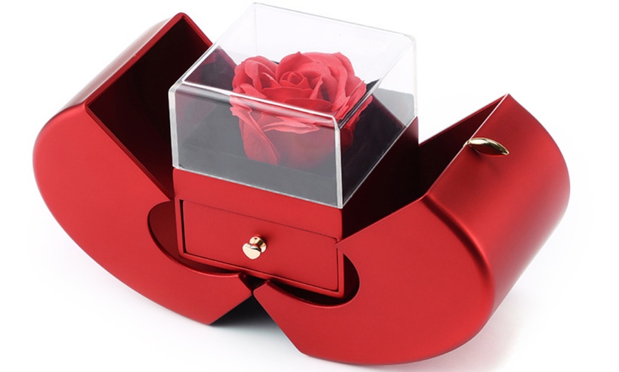 Image 5: Preserved Red Rose in Storage Box with Clover Hollow Necklace