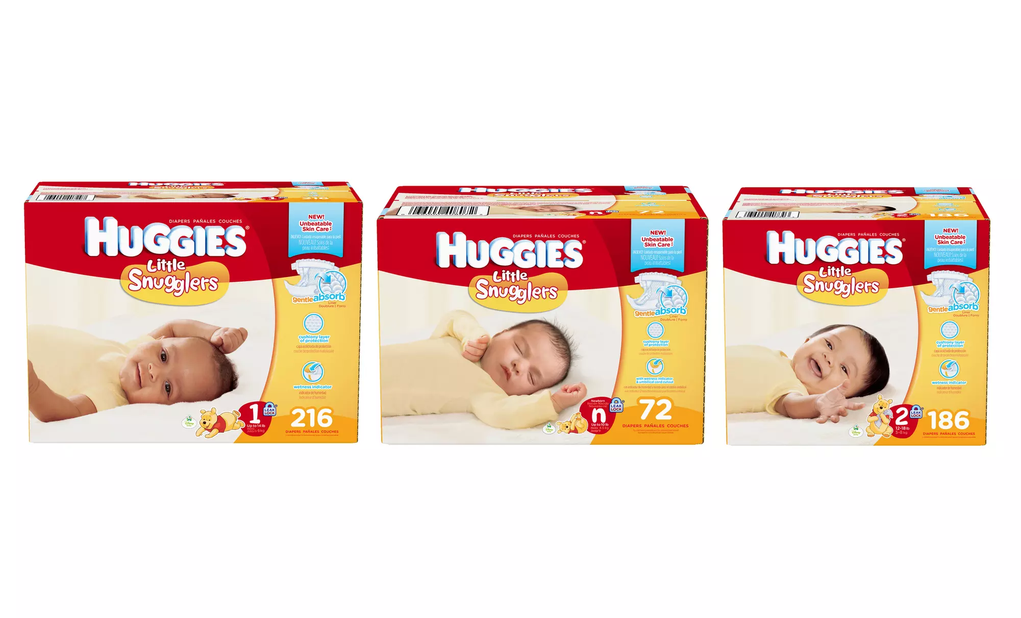 Huggies Little Snugglers Diapers; Newborn (72ct.), Size 1 (216ct.), or Size 2 (186ct.) + 5% Back in Groupon Bucks - Primary Image