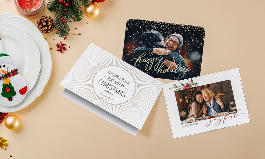 Image 1: 25 or 40 Personalised Flat or Folded Christmas Cards at Printerpix