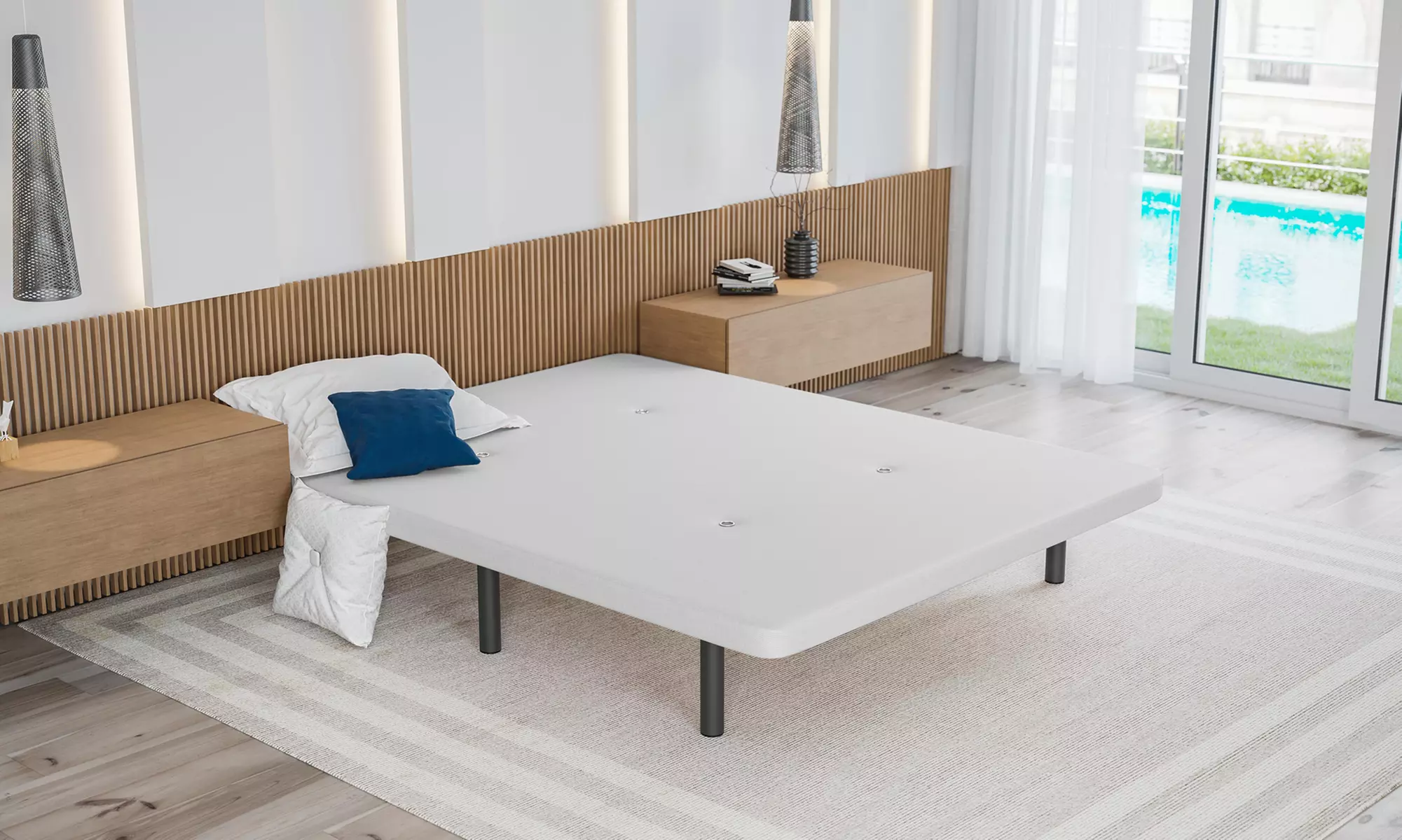 Base para colchón tapizada en color blanco, con envío gratuito - Primary Image