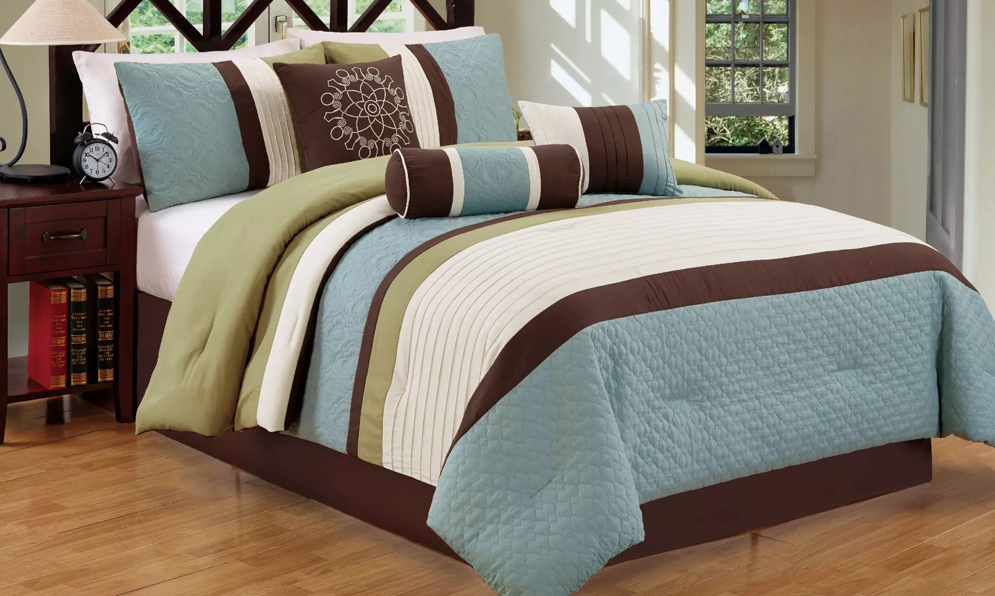 7-Pc. Color-Block Comforter Set | Groupon Goods