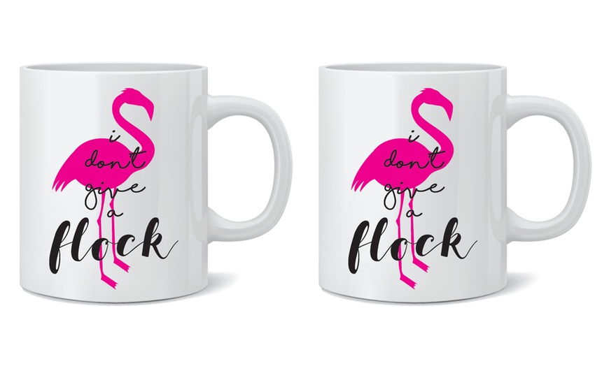 Image 12: One or Two Flamingo Print Mugs