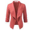 Image 30: Doublju Women's Ruched 3/4 Sleeve Blazer Jacket. Plus Sizes Available.