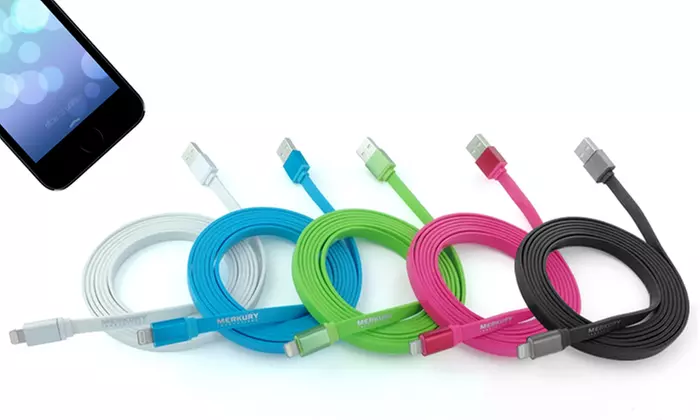 6Ft. Apple-Certified Flat Lightning Charge and Sync Cable. Multiple Colors Available. Free Returns. - Primary Image