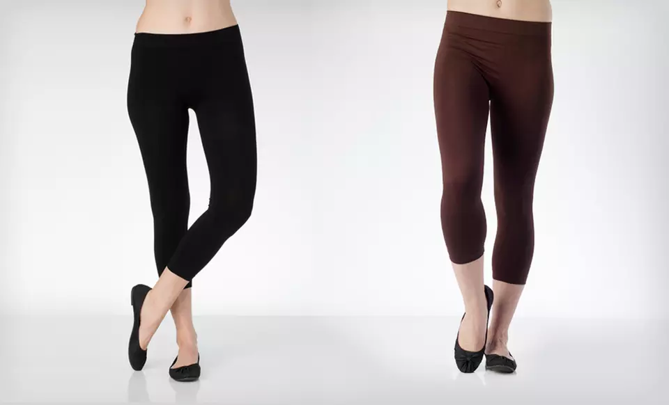 2-Pack of Mopas Knee-Length or Capri Leggings (Up to 64% Off). 6 Styles Available. Free Returns. - Second Medium