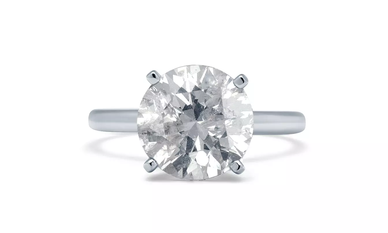 3.00 CTW Certified Round-Cut Diamond Solitaire Ring in 18K White Gold - Primary Image