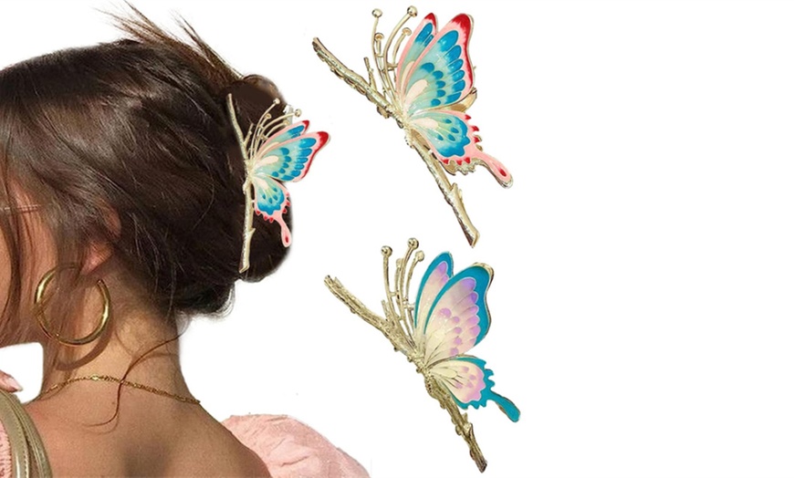 Image 1: One or Two Butterfly-Design Hair Claw Clips