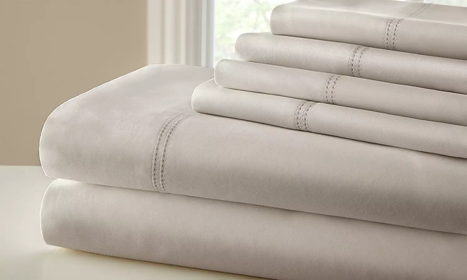 1000TC Cotton-Rich Double Hole Hem Sheet Set (6-Piece) - Primary Image