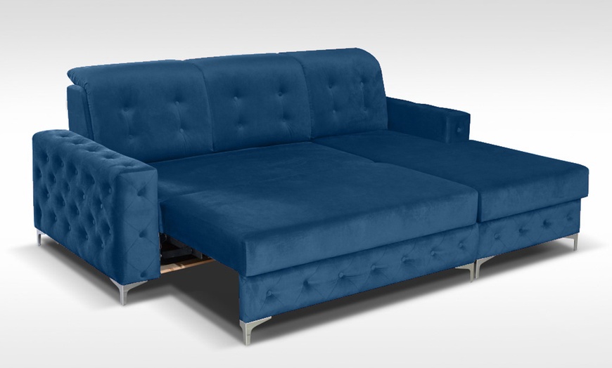 Image 16: Plush Velvet Sofa Bed