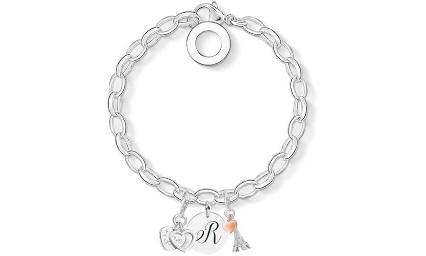 Image 19: Initial Charm Bracelet Made with Crystals from Swarovski®