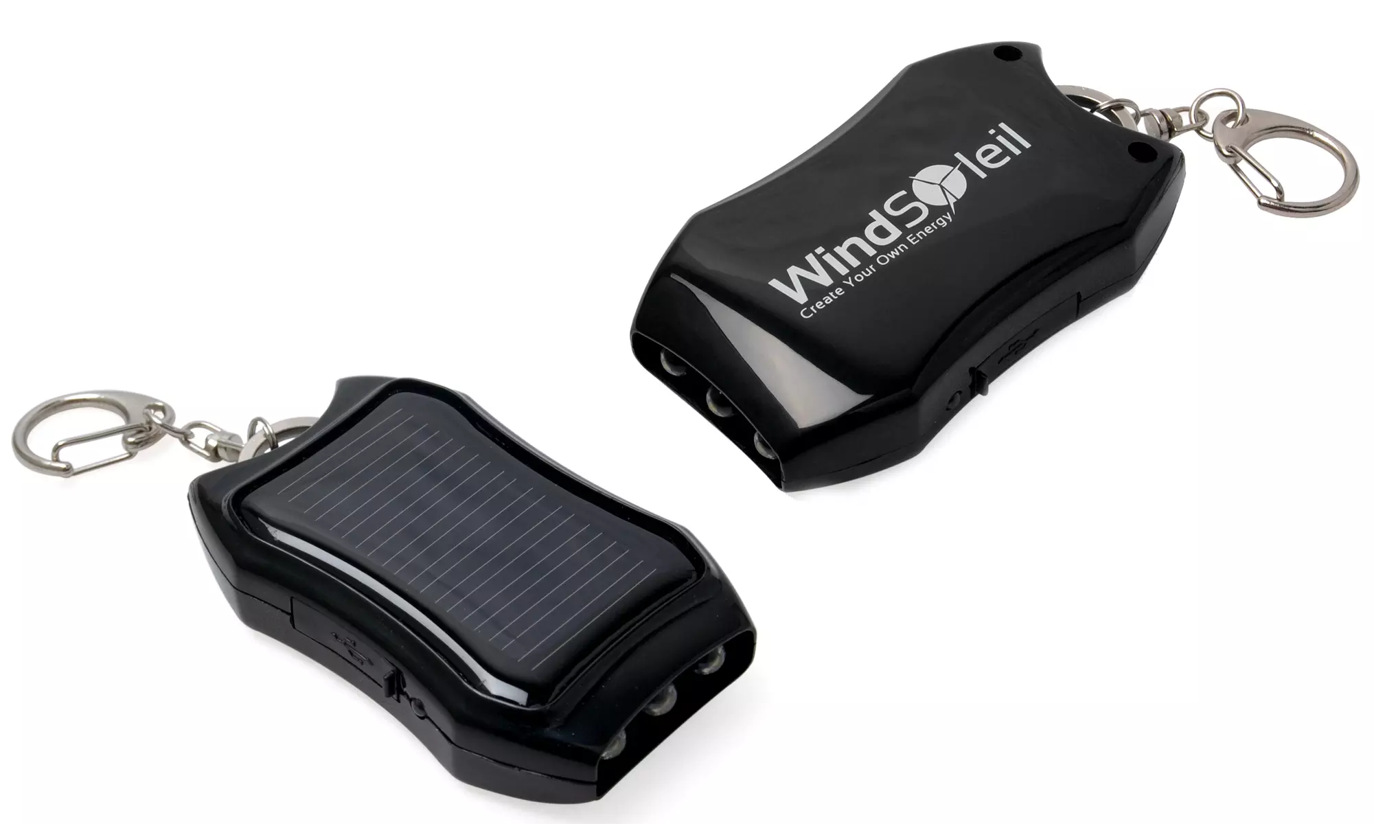Solar-Powered Keychain and Clip-On Smartphone Charger with LED Light - Primary Image