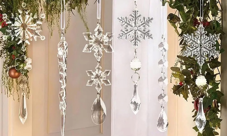 Image 3: Elegant Acrylic Snowflake Ornaments – 10-Piece Christmas Tree Set