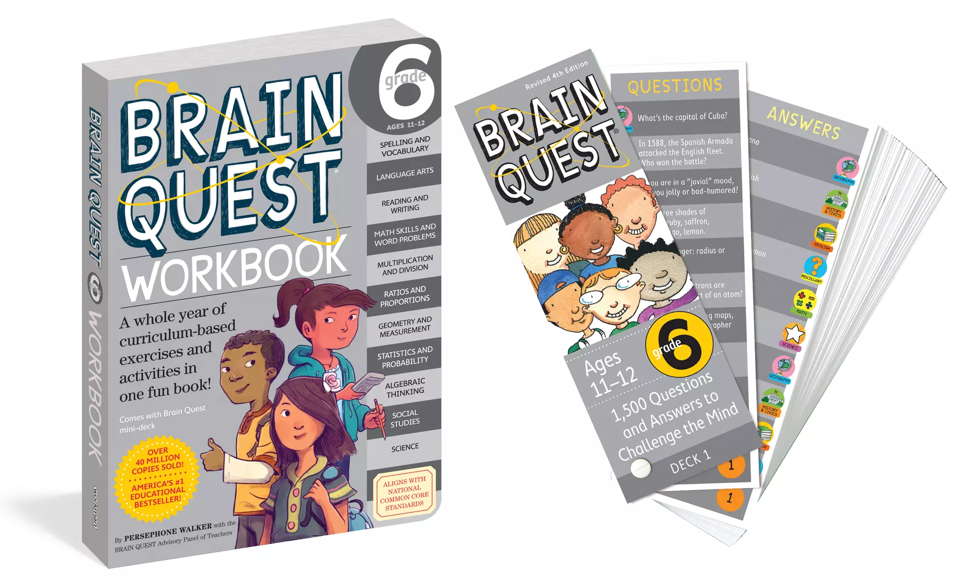 Brain Quest Deck/Workbook Sets for 1st-6th Grade - Second Medium