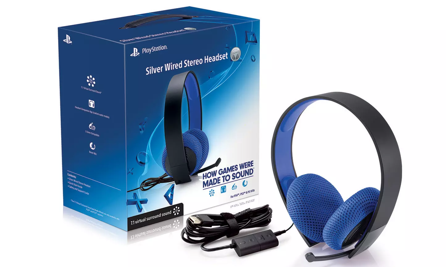 Silver Wired Stereo Headset for PlayStation 3 and 4 and PS Vita - Second Medium