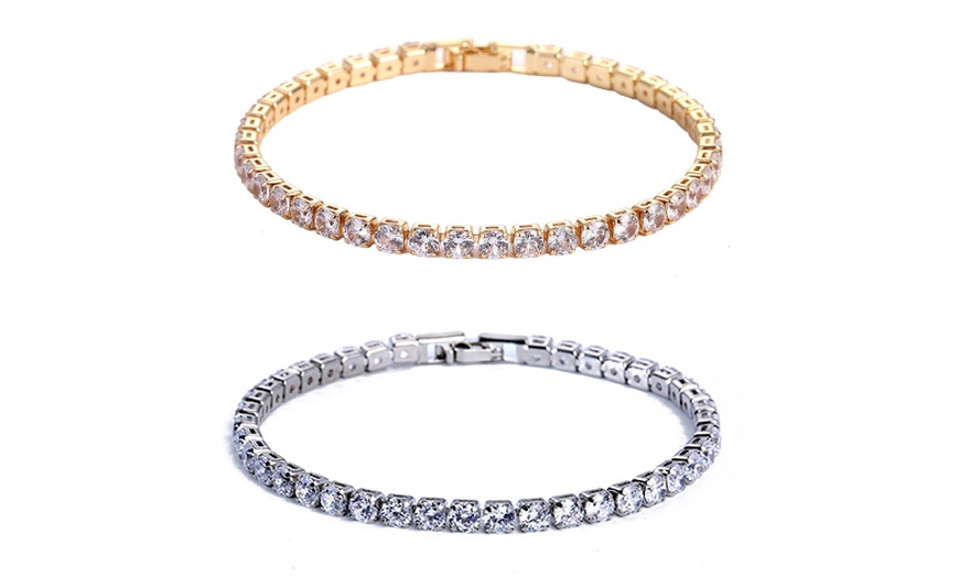 Image 2: 2x Schlichtes Tennisarmband mit Zirkonia-Kette