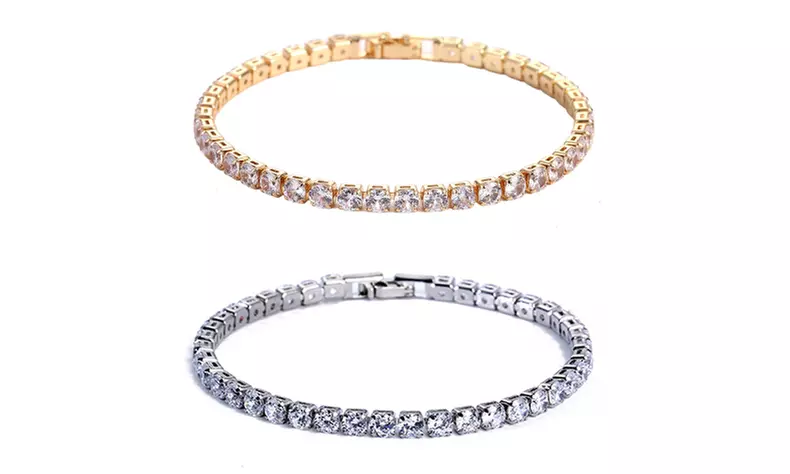 2x Schlichtes Tennisarmband mit Zirkonia-Kette