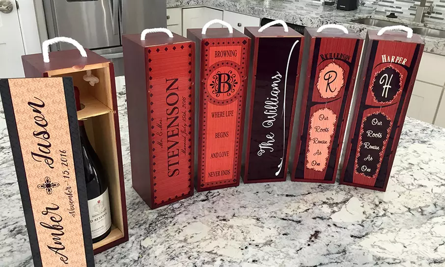 One or Two Personalized Decorative Wine Cases from Qualtry (Up to 82% Off) - Primary Image