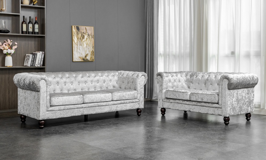 Image 13: Chesterfield Velvet Sofa Sets