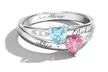 Personalized 10K Solid Gold Double Heart Gemstone Ring with Accents and Free Shipping from Jewlr (49% Off) - Second Medium