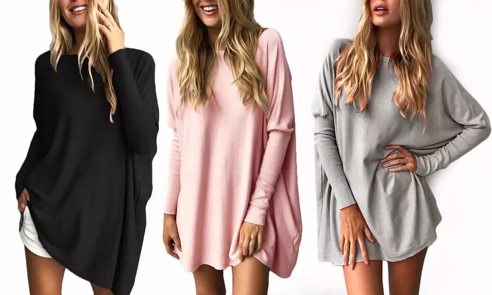 1x oder 2x Oversize-Pullover für Damen in Schwarz, Rosa oder Grau - Primary Image