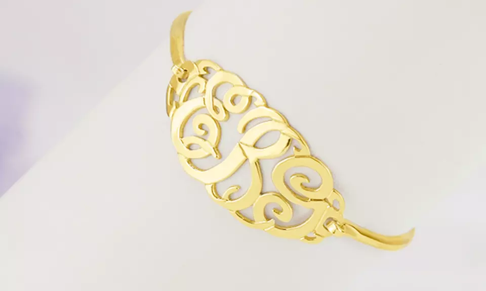 $10 for a Monogram Bangle with Clasp Plated in Sterling Silver from MonogramHub ($114.99 Value) - Second Medium