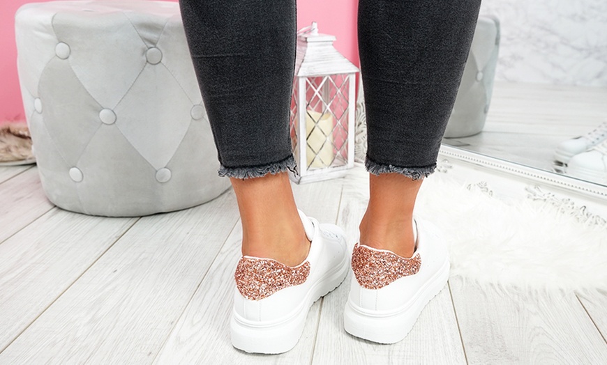 Image 8: Glitter Heel Platform Trainer