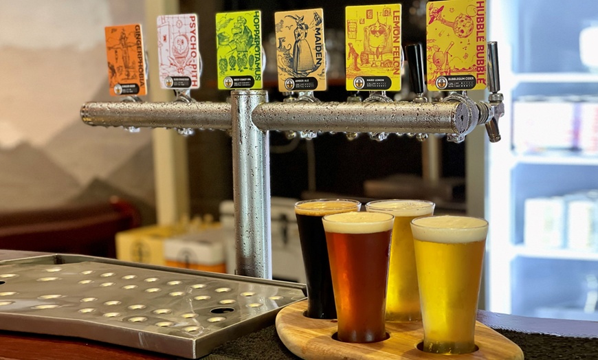 Image 1: Beer Tasting Paddle at Brewboys Brewery and Tap Room