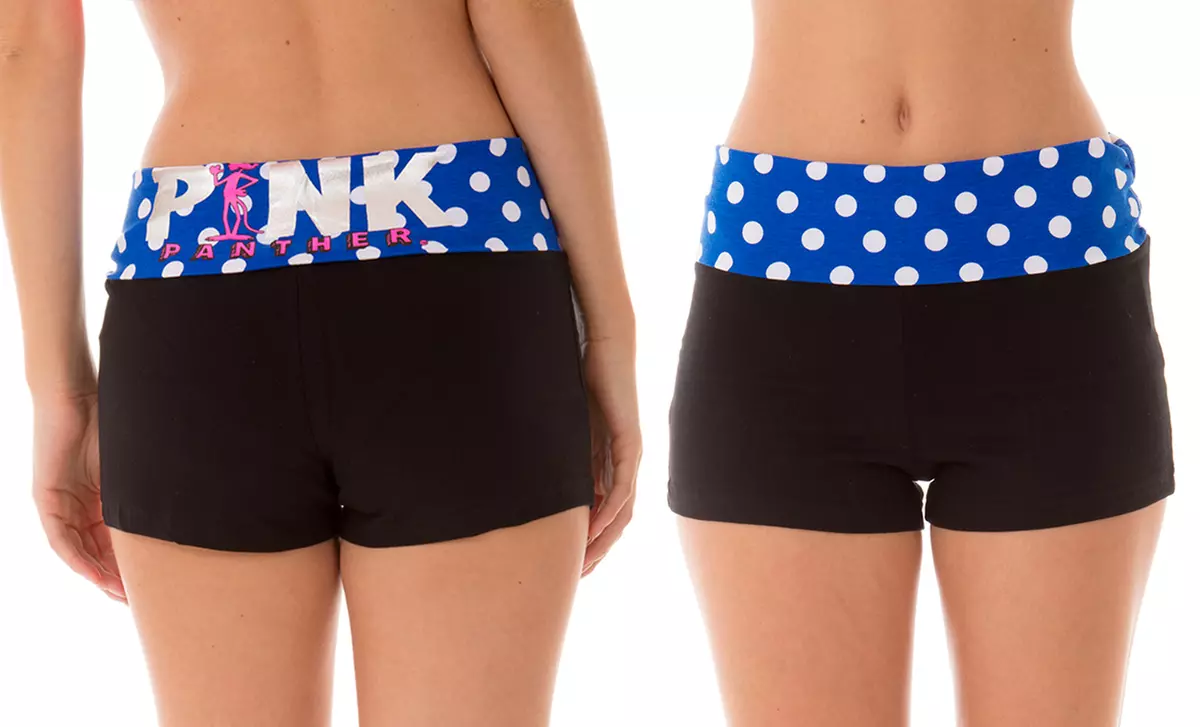 Pink Panther Fold-Over Yoga Shorts (Size L) - Primary Image