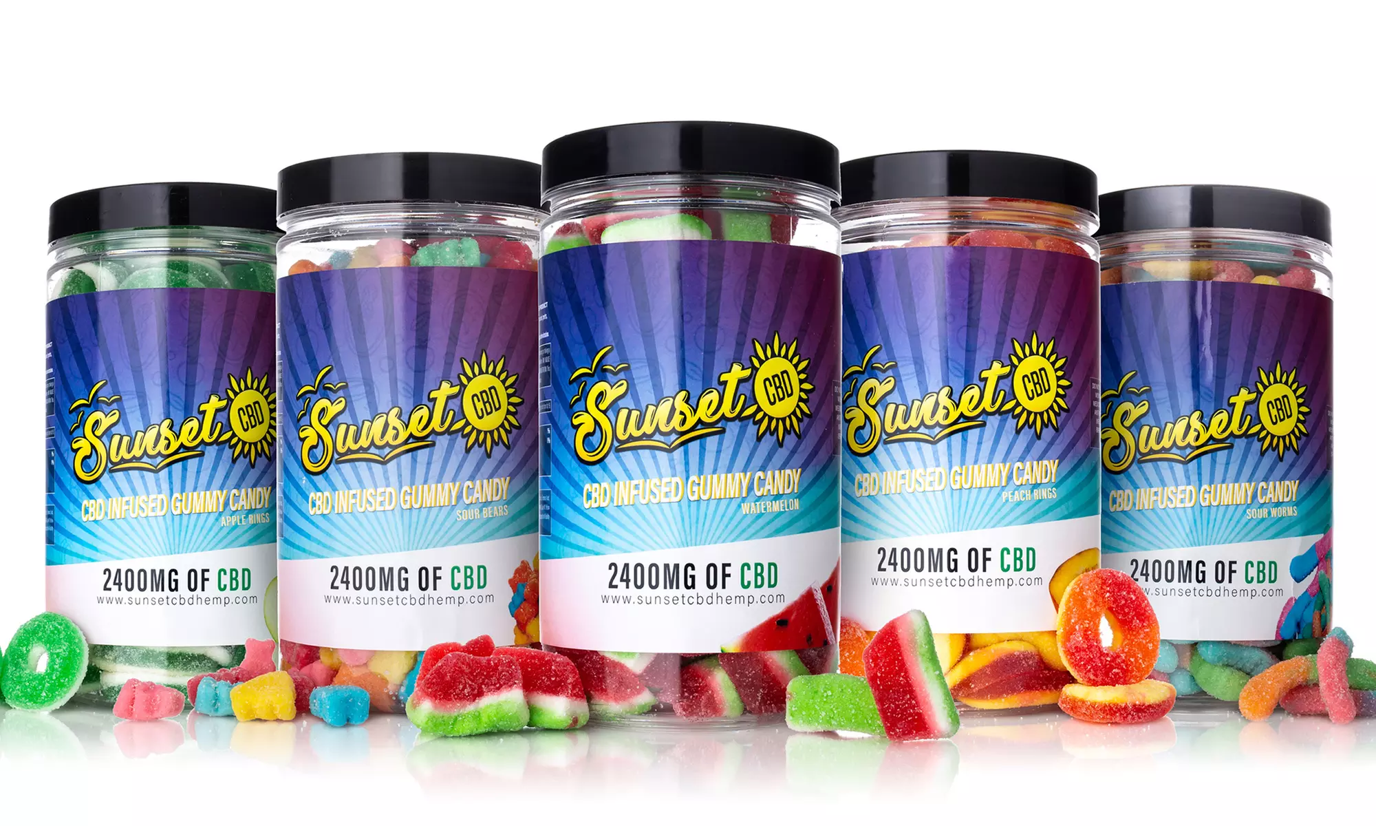 Organic CBD Infused Gummy Candy from Sunset CBD (2400mg) - Primary Image