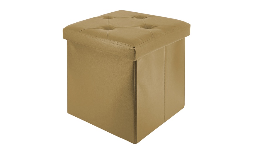 Image 17: Soft Upholstered Pouf with Hidden Storage