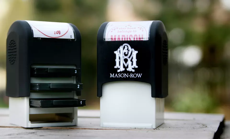 Trio Style Self-Inking Stamper with Personalized Designs from Mason Row Canada - Second Medium