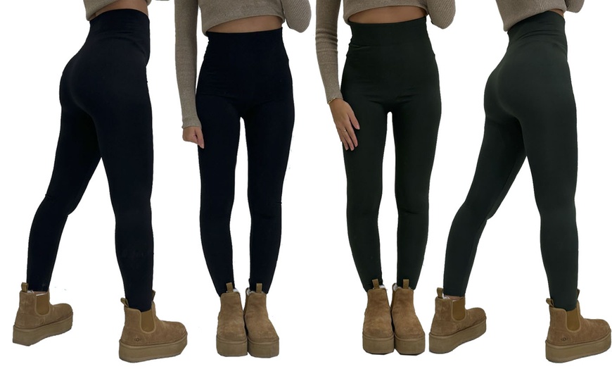 Image 12: Up to Six Packs of Ladies' High Waist Fleece Lined Leggings