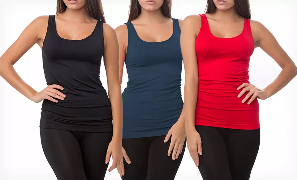 $21.99 for a 3-Pack of Seamless Tank Tops with Wide Straps ($74 List Price). Multiple Colors. Free Shipping and Returns. - Second Medium