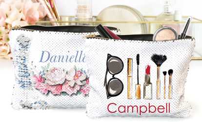 Up to 75% Off Personalized Flip Sequin Makeup/Accessory Bags