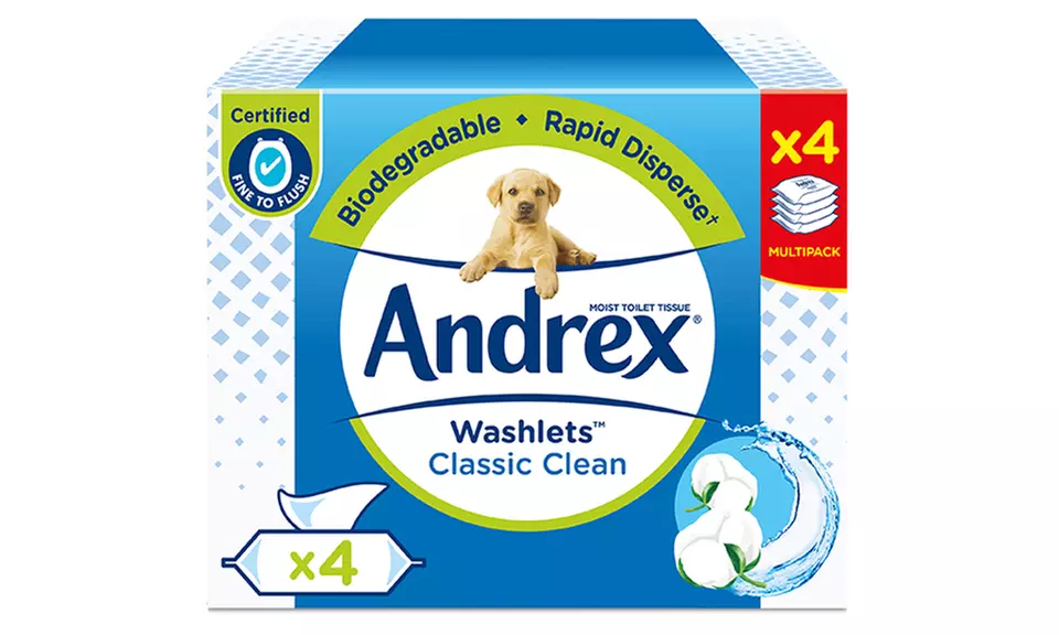 Andrex Washlets Confident Clean Biodegradable & Flushable Toilet Wipes