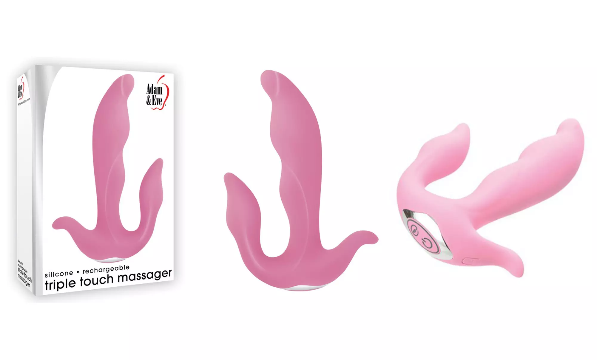Adam & Eve Triple Touch Silicone Rechargeable Vibrator - Primary Image