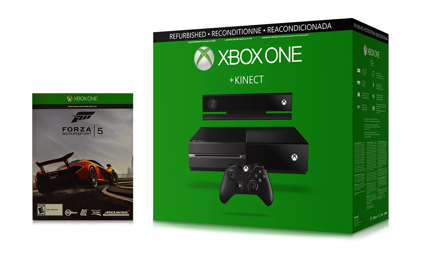 Xbox One Bundle w/ 500GB Console, Kinect Sensor & Forza Motorsport 5 Download Card (Microsoft Certified Reconditioned)  - Primary Image