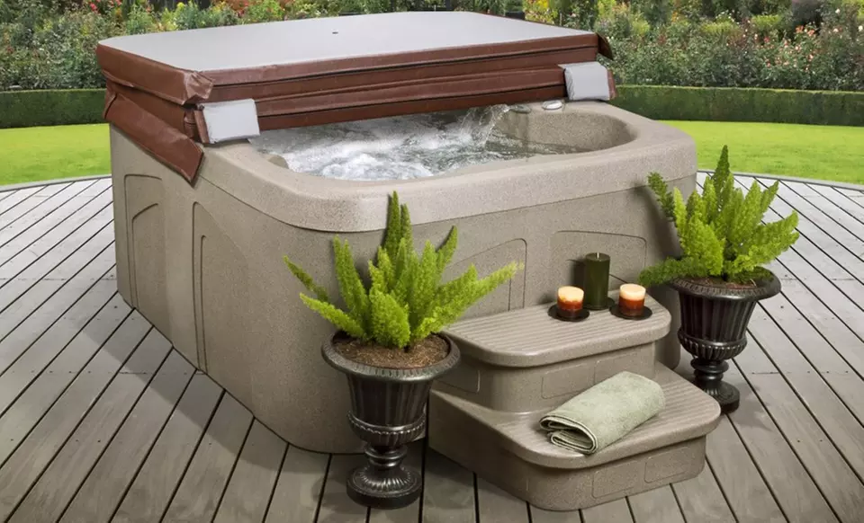 4-Person Plug-n-Play Spa with Locking Cover and Color-Changing Lights - Primary Image