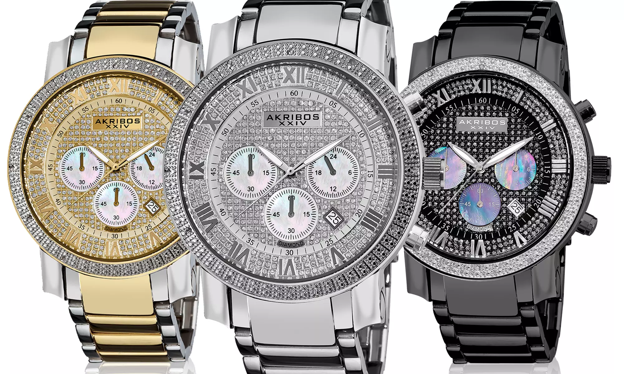 Akribos XXIV Men's Diamond Chronograph Stainless Steel Watch - Primary Image