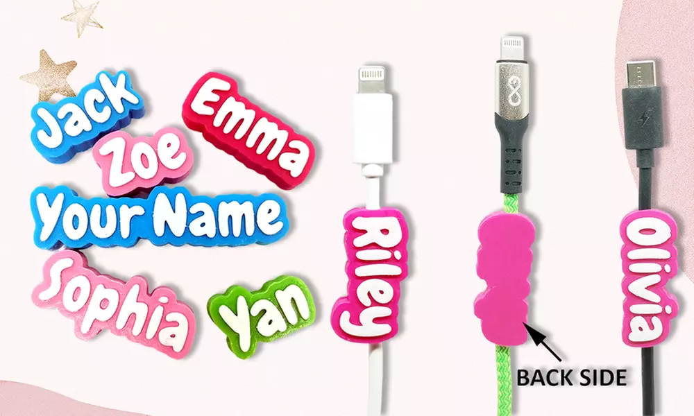 3er-Set personalisierbare 3D-Kabelclips mit Namen