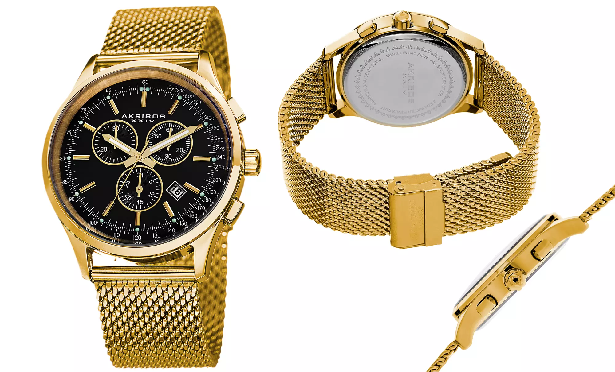 Akribos Men's Swiss Chronograph Mesh Bracelet Watch - Second Medium